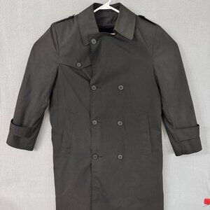 Vintage Botany 500 Mens Wool Lined Black Trench Coat Size 36S Business Long